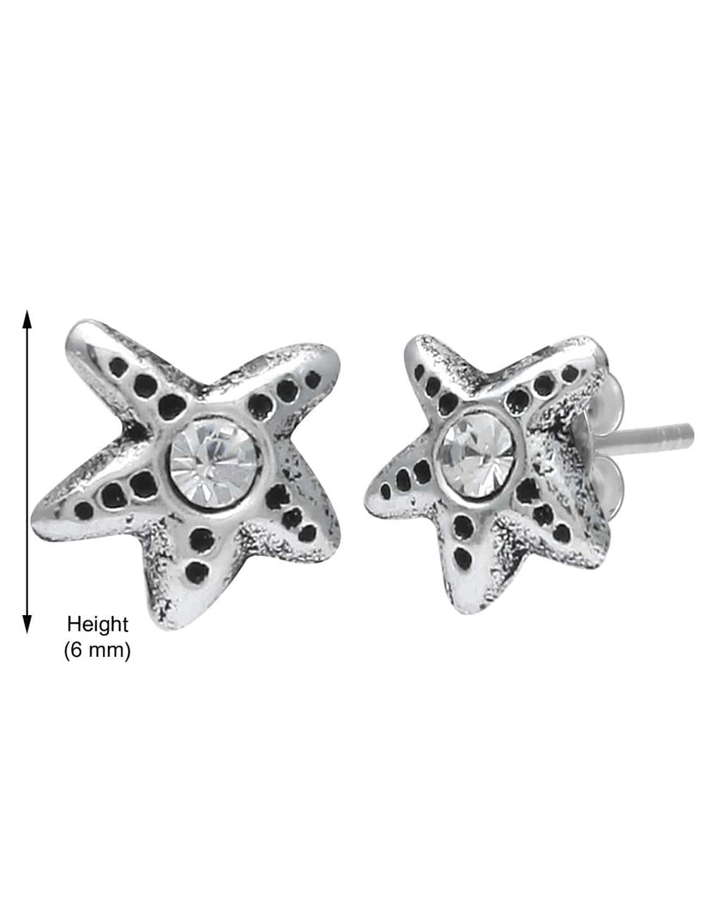 92.5 Sterling Silver Star Fish Stud Earrings - Studs