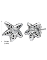 92.5 Sterling Silver Star Fish Stud Earrings - Studs