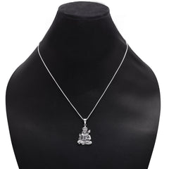 92.5 Sterling Silver Unisex Religious Sitting Hanuman ji Pendant with 18 inch Chain - Pendants
