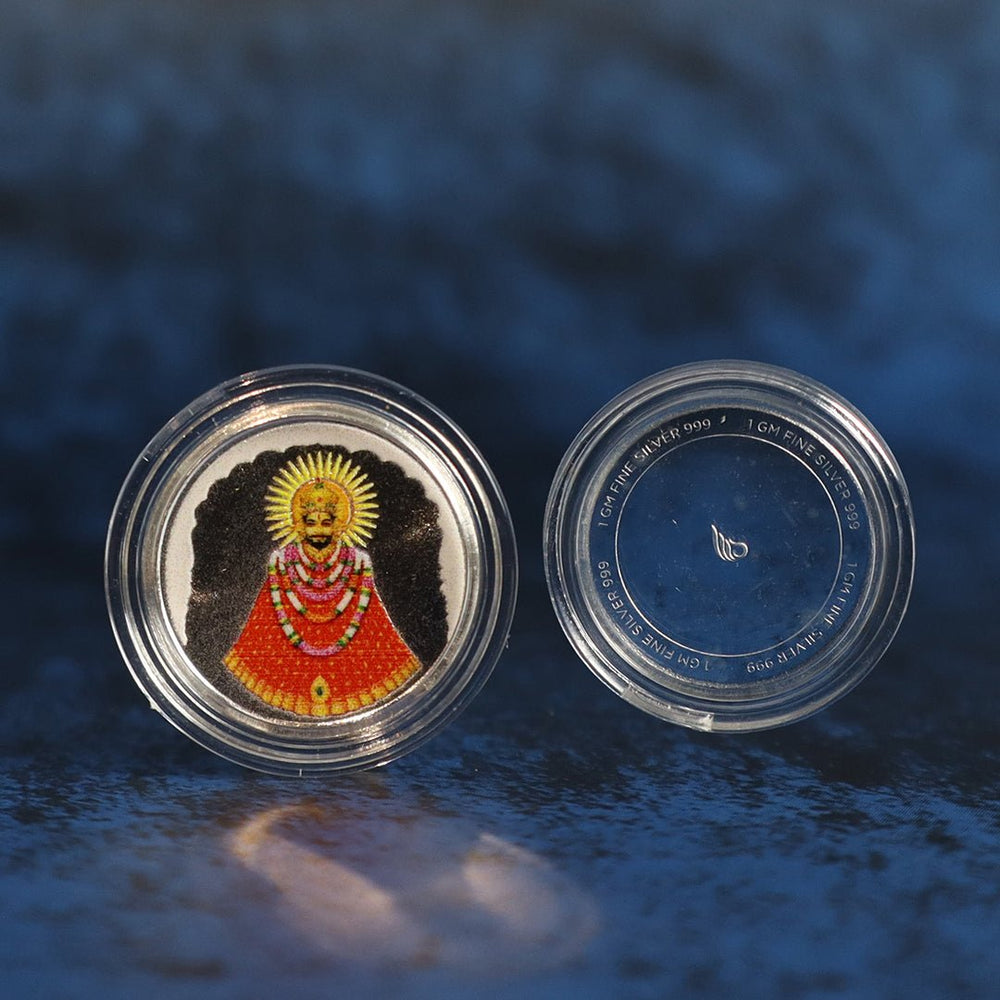 999 pure Silver 1 gm colorful UV print Khatu Shyam Ji Coin - Coins and Bar