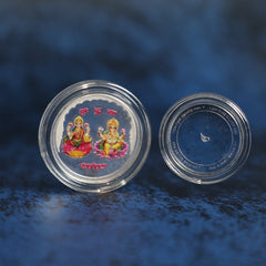 999 pure Silver 1 gm colorful UV print Lakshmi Ji Ganesh Ji Coin - Coins and Bar
