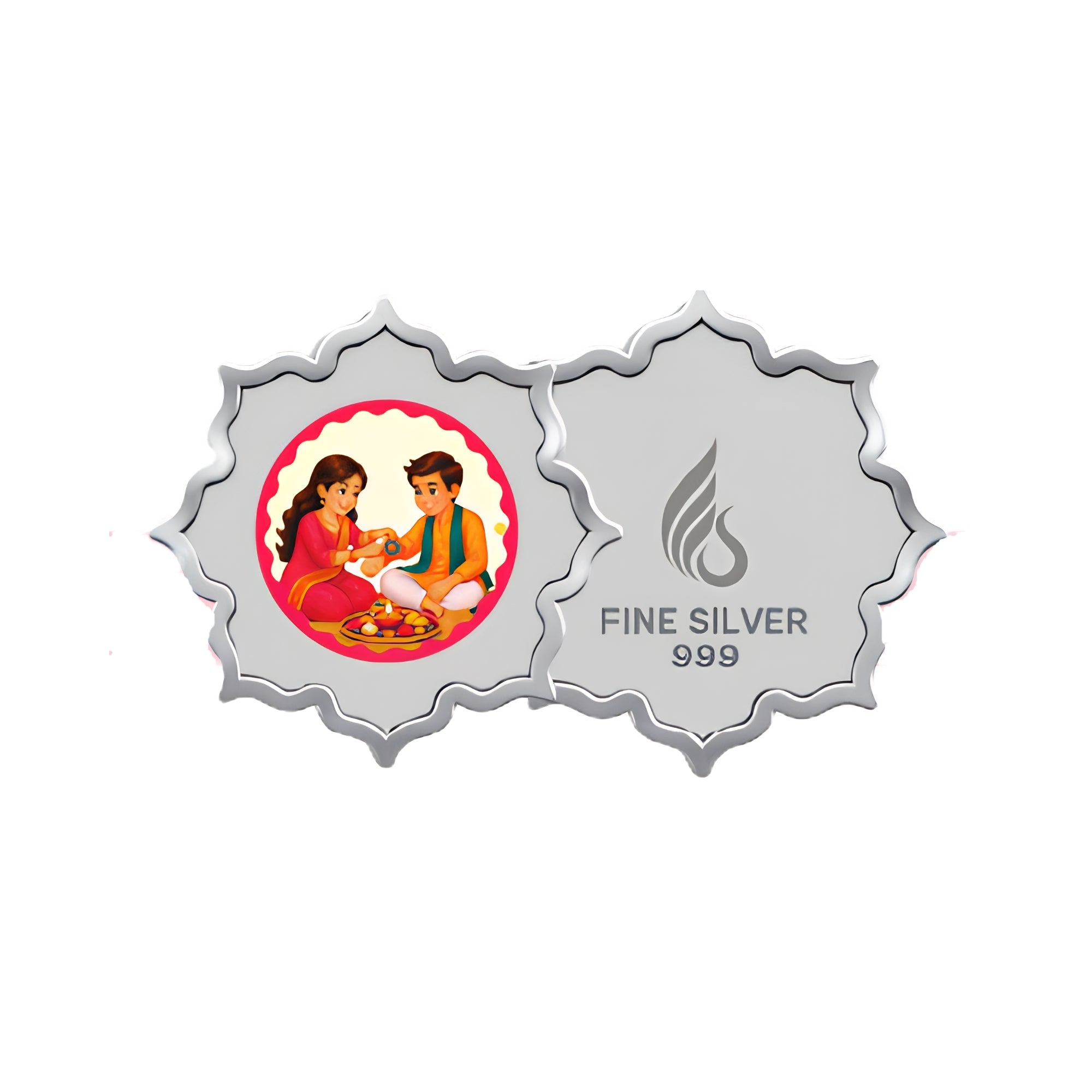 999 pure Silver 2 gm colorful UV print Rakhi RakshaBandhan Coin - Coins and Bar
