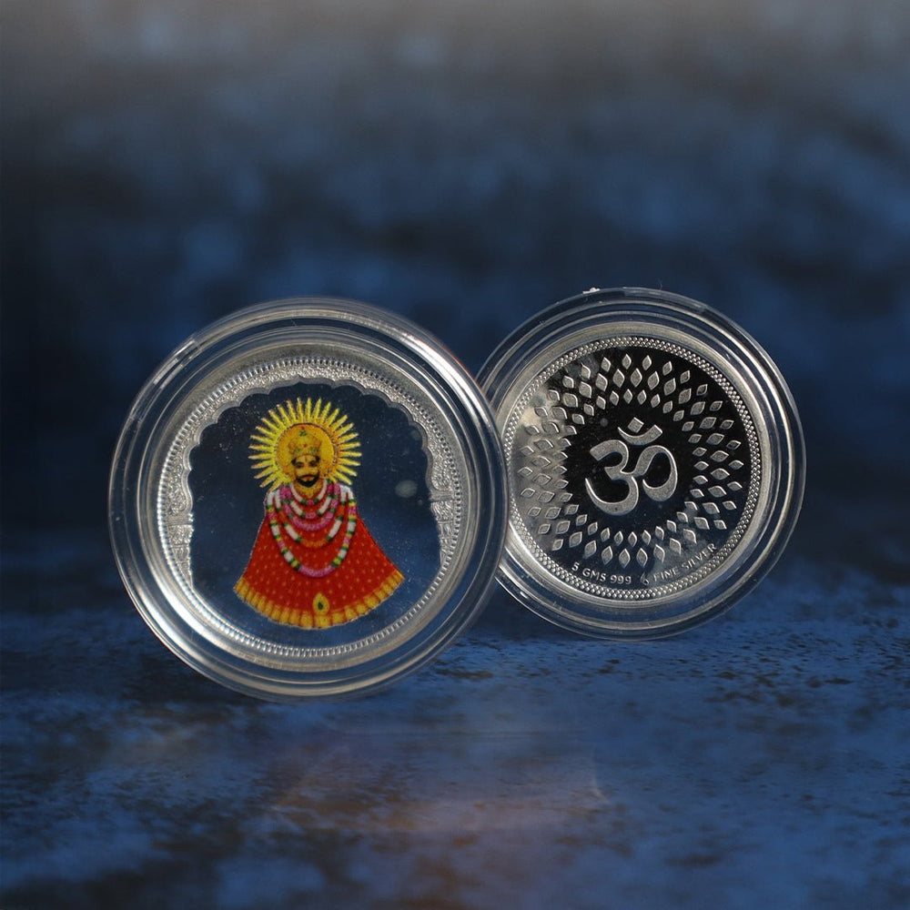 999 pure Silver 5 gm colorful UV print Khatu Shyam Ji Coin - Coins and Bar