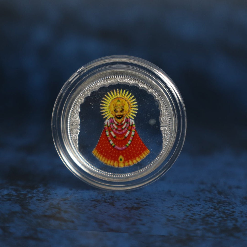 999 pure Silver 5 gm colorful UV print Khatu Shyam Ji Coin - Coins and Bar