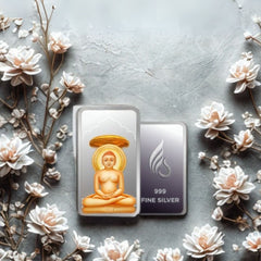 999 pure Silver 5 gm colorful UV print Mahavir Swami Ji Bar - Coins and Bar