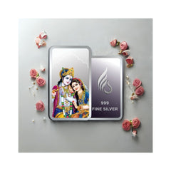 999 pure Silver 5 gm colorful UV print Radha Krishan Ji Bar - Coins and Bar