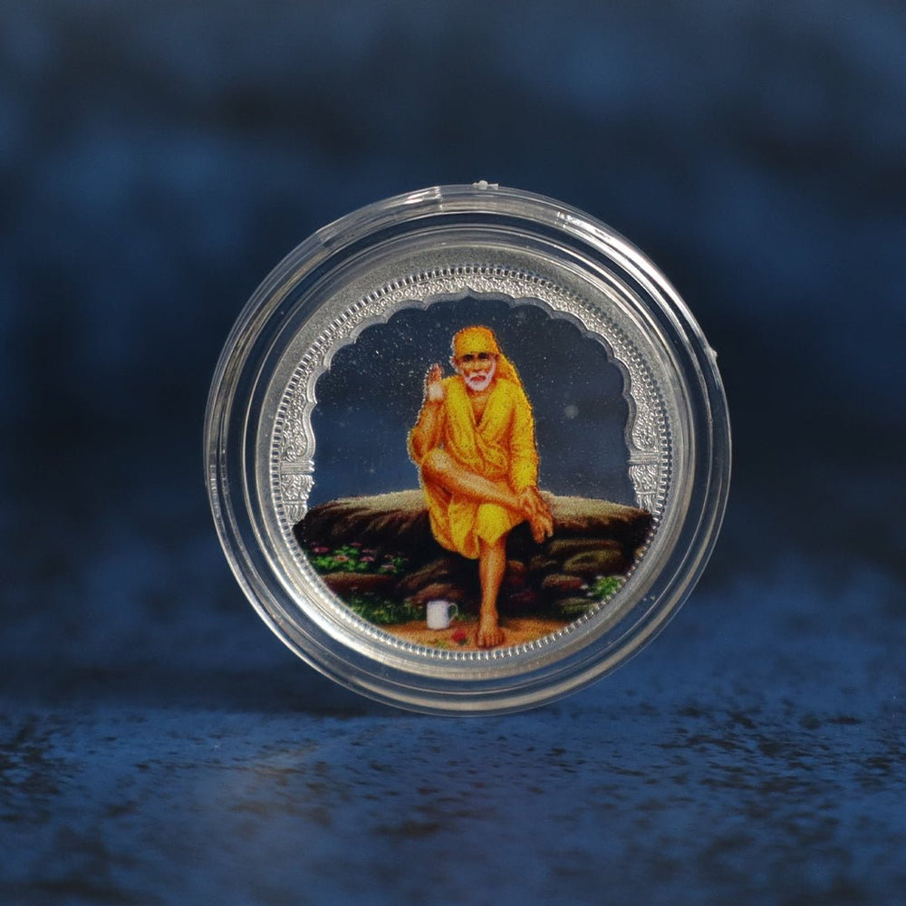 999 pure Silver 5 gm colorful UV print Sai Baba Coin - Coins and Bar