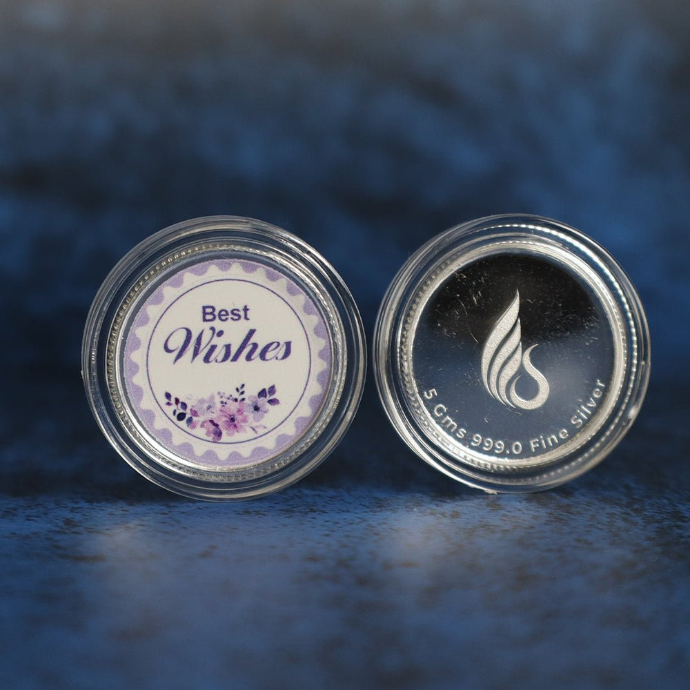 999 pure Silver 5gm colorful UV print Best Wishes Coin - Coins and Bar