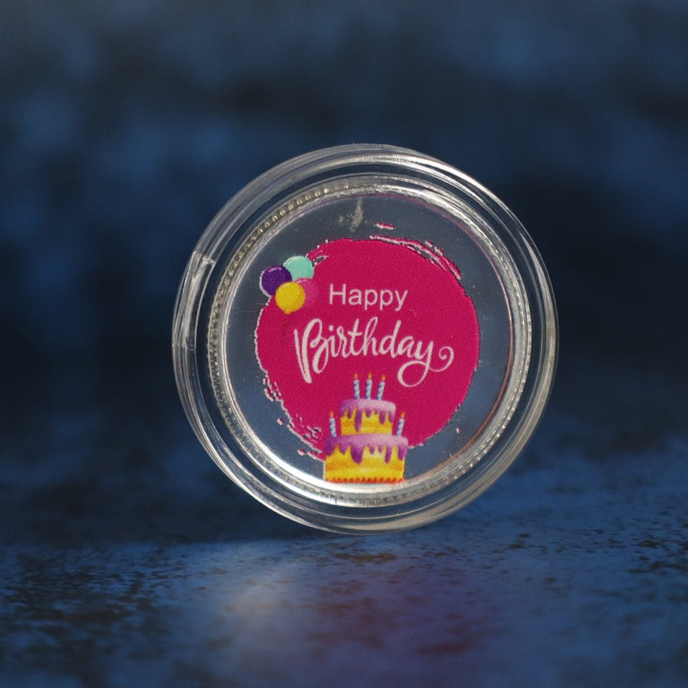 999 pure Silver 5gm colorful UV print Happy Birthday Coin - Coins and Bar