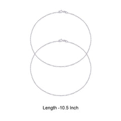 Bead Anklets in 92.5 Sterling Silver