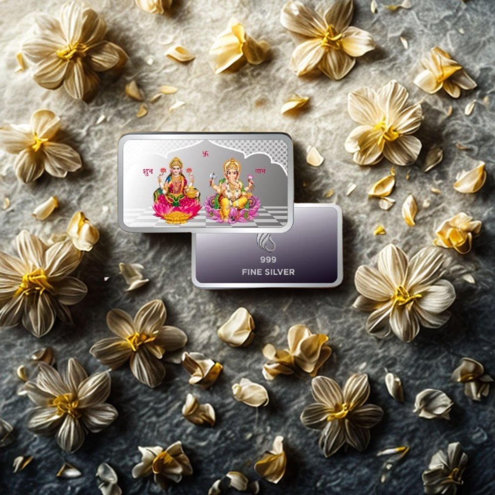 999 pure Silver 10 gm colorful UV print Lakshmi Ji Ganesh Ji Bar