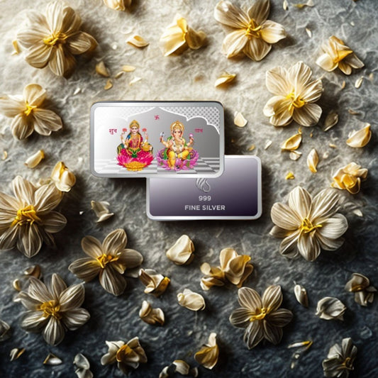 999 pure Silver 10 gm colorful UV print Lakshmi Ji Ganesh Ji Bar