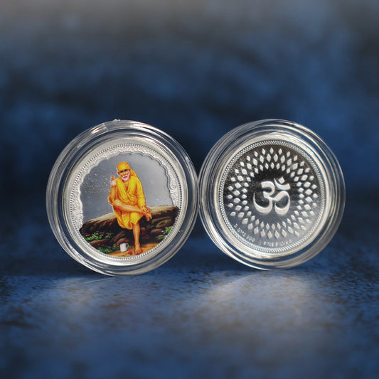 999 pure Silver 5 gm colorful UV print Sai Baba Coin