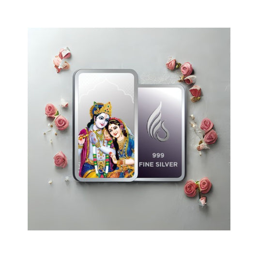 999 pure Silver 5 gm colorful UV print Radha Krishan Ji Bar