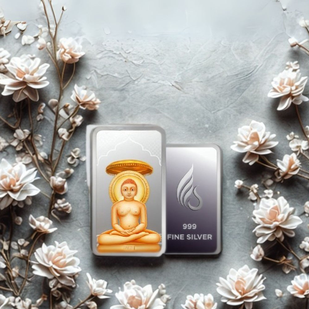 999 pure Silver 5 gm colorful UV print Mahavir Swami Ji Bar
