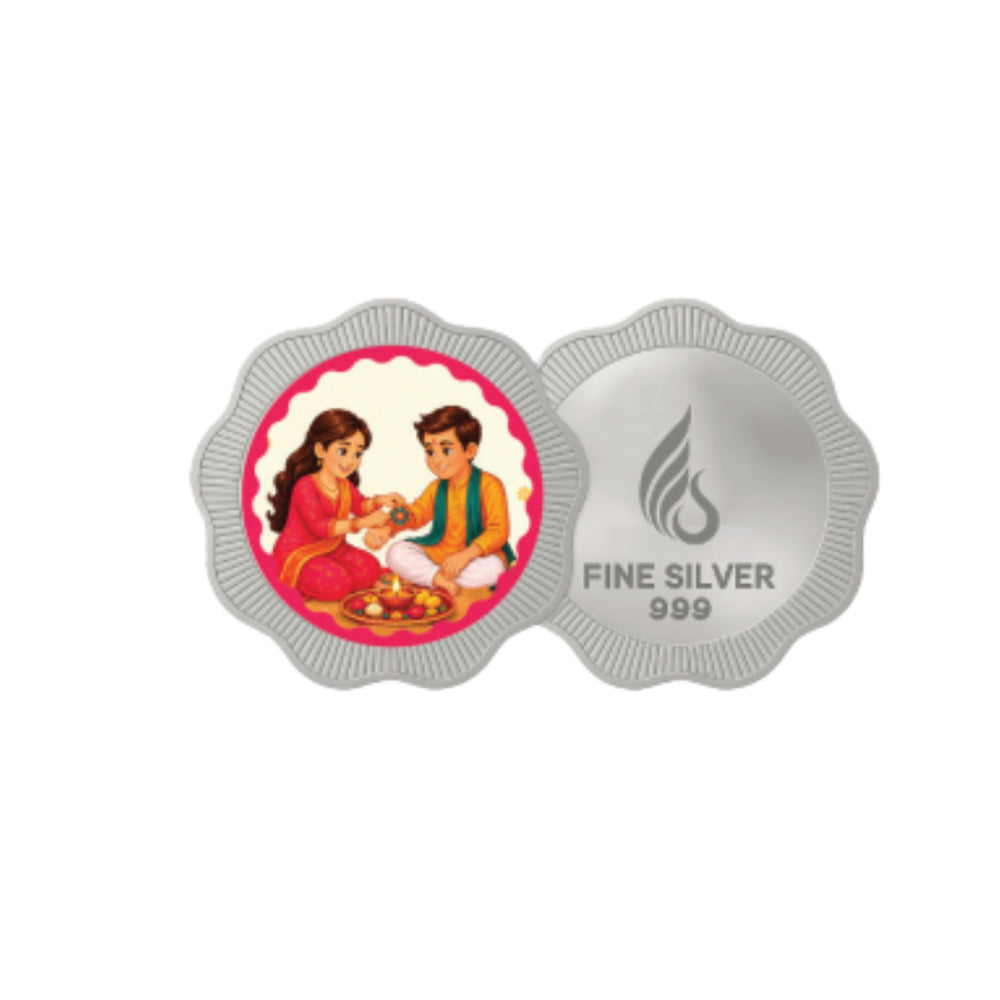 999 pure Silver 1 gm colorful UV print Rakhi RakshaBandhan Coin