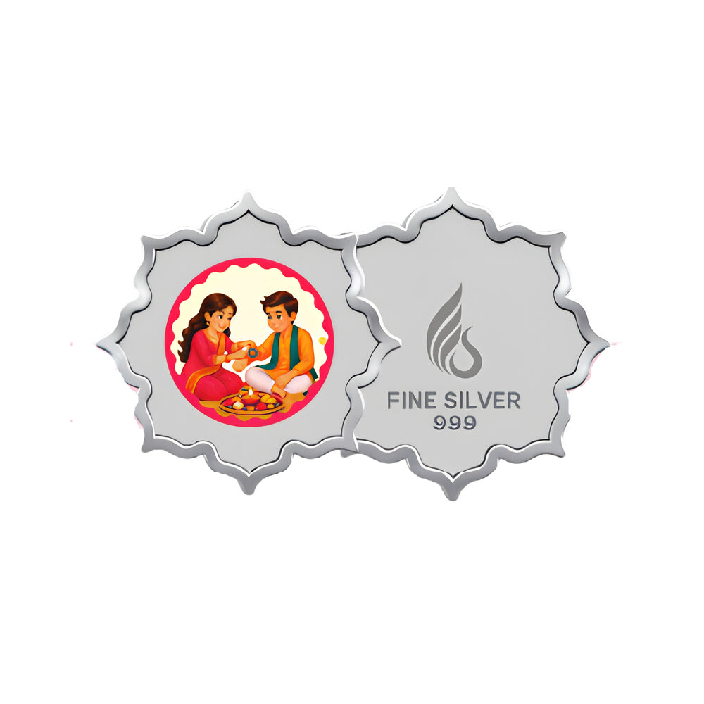 999 pure Silver 2 gm colorful UV print Rakhi RakshaBandhan Coin