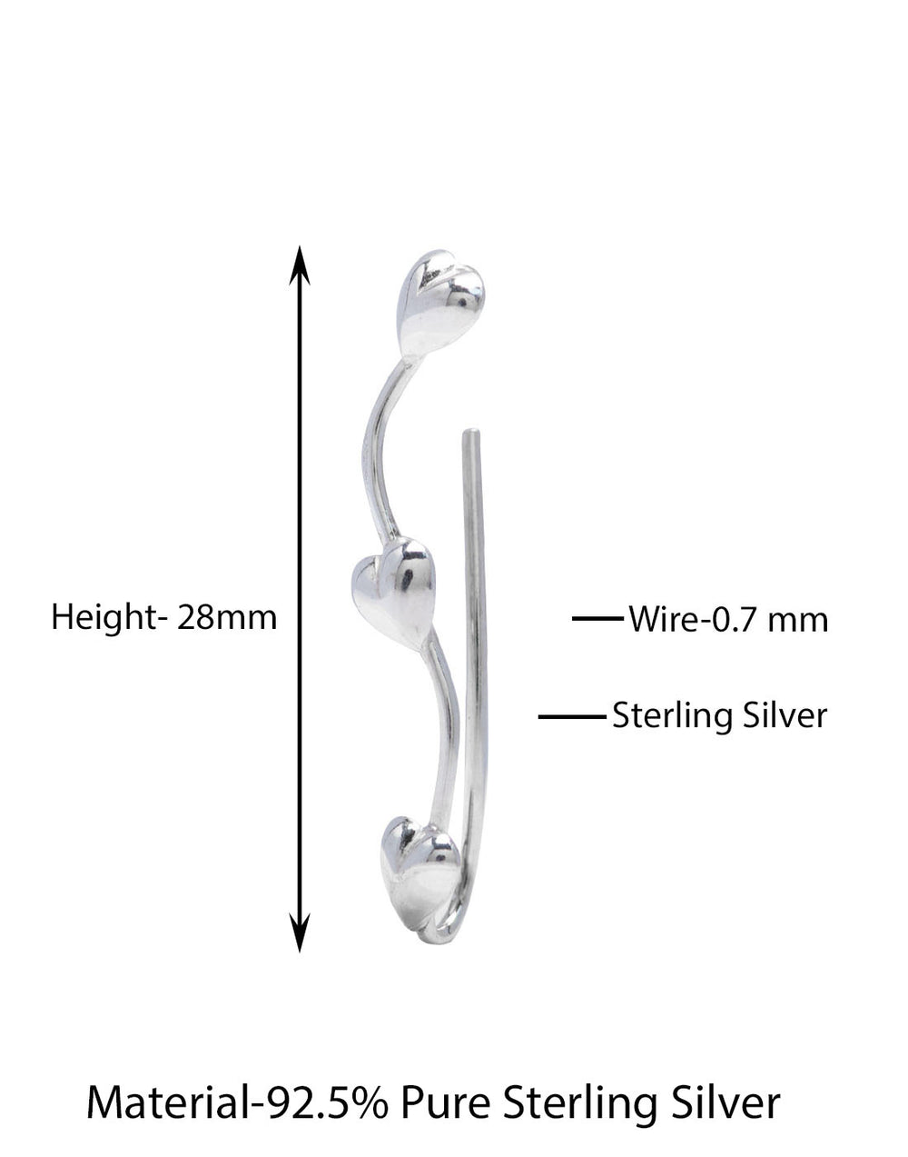 Pair of Ear Climbers Crawlers in 92.5 Silver