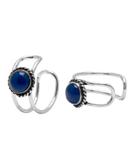 Clip On Blue Stone Ear Cuffs Earrings in 92.5 Silver
