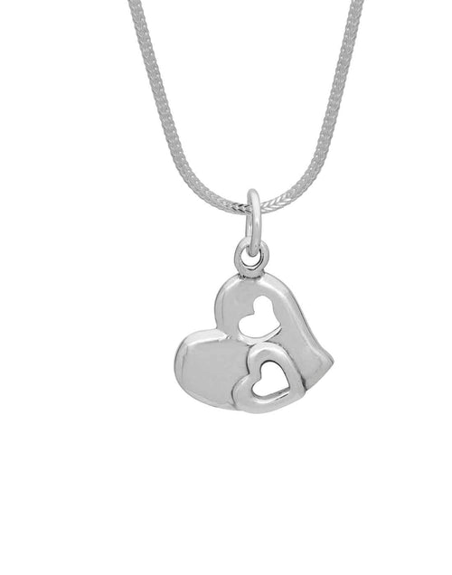 92.5 Sterling Silver Heart Shape Lovely Pendant with Silver Chain - Default Title - Abhooshan