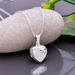 92.5 Sterling Silver Heart Shape Designer Photo Locket Pendant