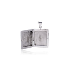 92.5 Sterling Silver Rectangle Designer Photo Locket Pendant