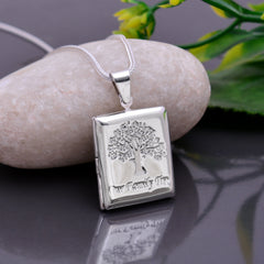 92.5 Sterling Silver Rectangle Designer Photo Locket Pendant