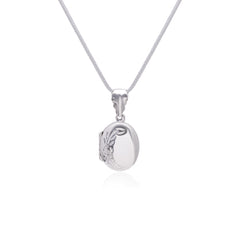 92.5 Sterling Silver Oval Designer Photo Locket Pendant