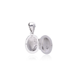 92.5 Sterling Silver Oval Designer Photo Locket Pendant