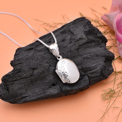 92.5 Sterling Silver Oval Designer Photo Locket Pendant