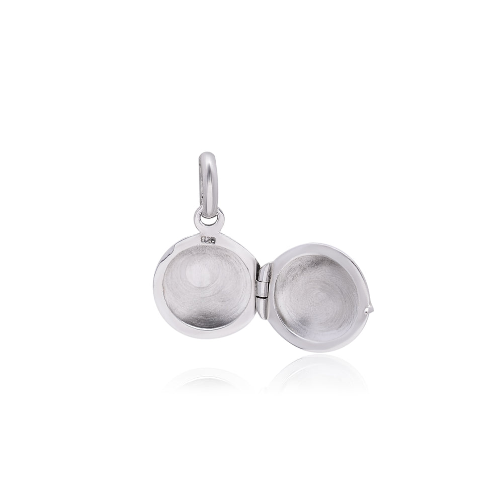 92.5 Sterling Silver Designer Round Photo Locket Pendant