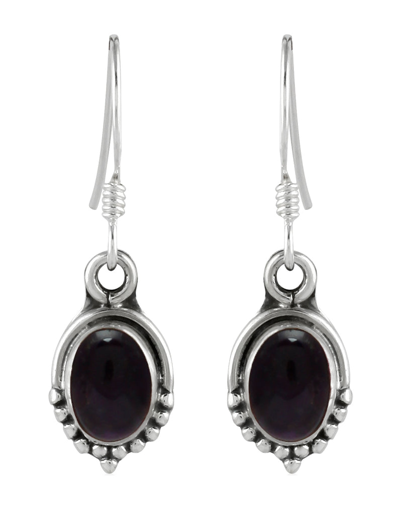 925 Sterling Silver Handmade Dangler Hanging Earrings with Amethyst Precious Stone