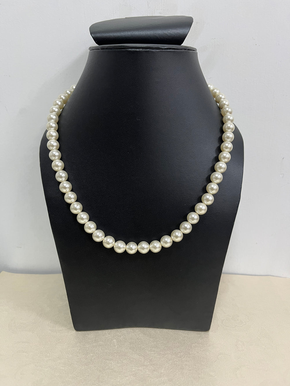 Handmade 8 mm Simulated Pearl White Adjustable Mala Single Strand