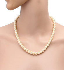 Handmade 8 mm Simulated Cream Pearl Adjustable Moti Mala Single Strand