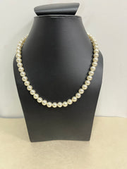 Handmade 8 mm Simulated Cream Pearl Adjustable Moti Mala Single Strand