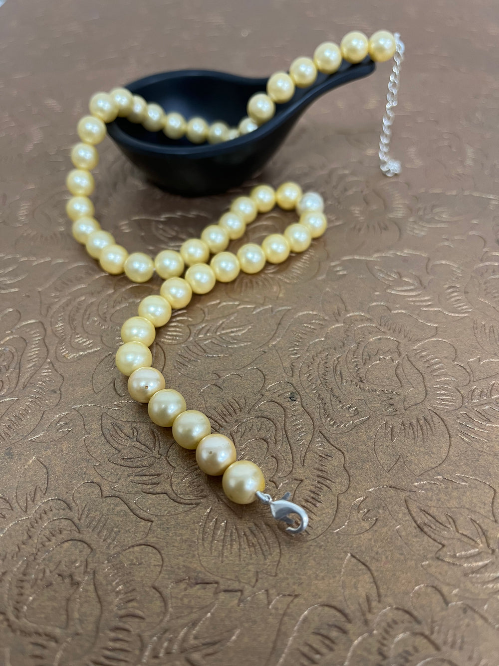 Handmade 8 mm Simulated Golden Yellow Pearl Adjustable Mala Single
