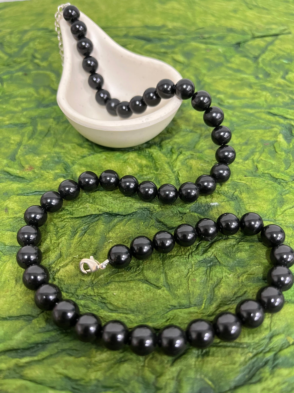 Handmade 8 mm Simulated Black Pearl Adjustable Moti Mala Single Strand