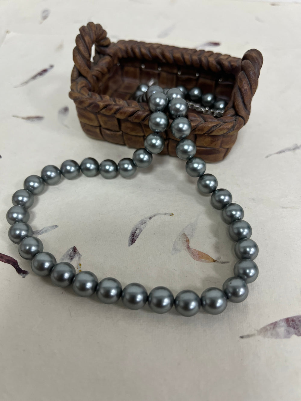 Handmade 8 mm Simulated Silver Grey Pearl Adjustable Mala Single Strand