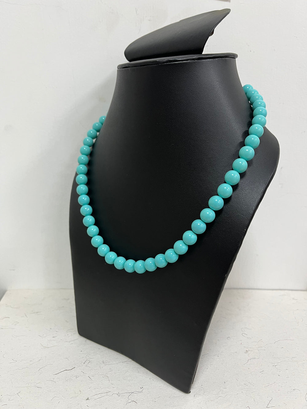 Handmade 8 mm Simulated Blue Pearl Adjustable Mala Single Strand