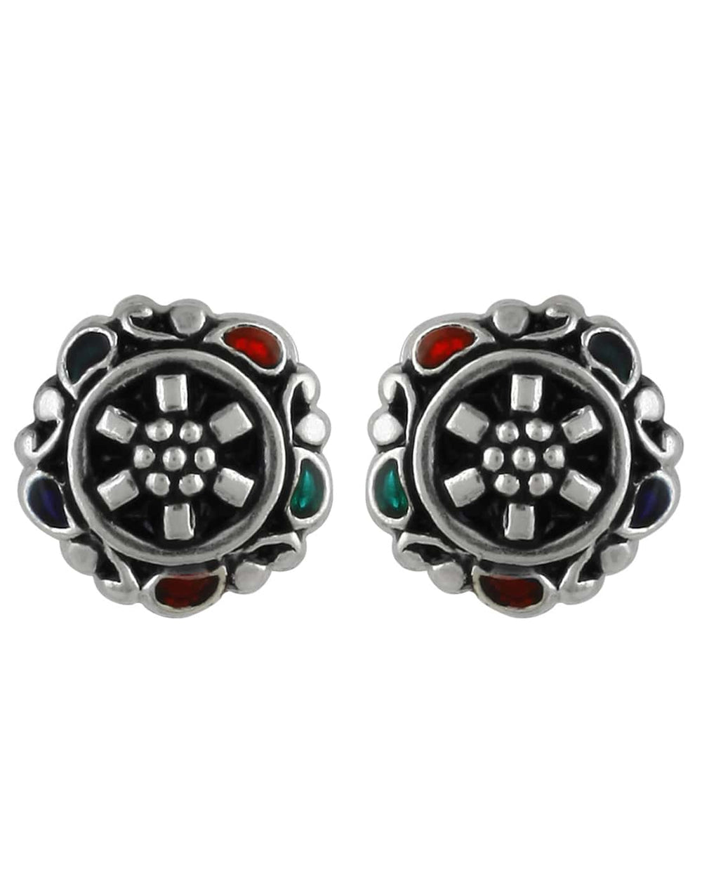 92.5 Silver and Unisexual Meena Work light weighted Studs