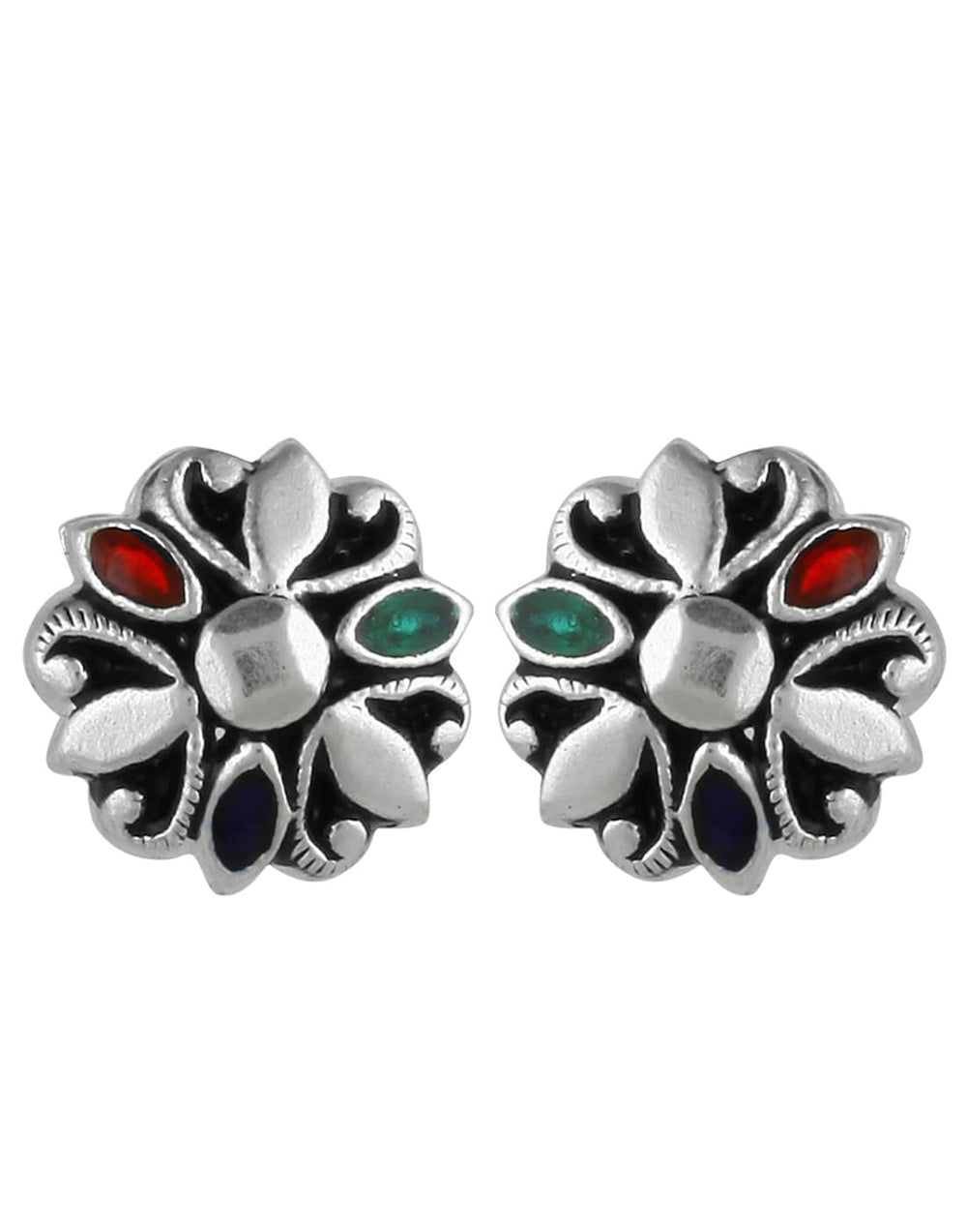 92.5 Silver and Unisexual Meena Work light weighted Studs