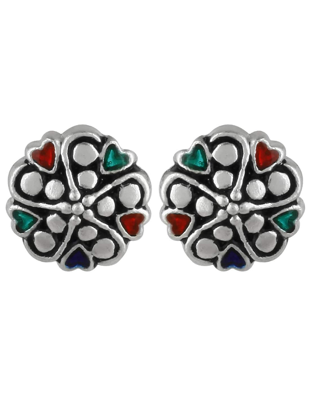 92.5 Silver and Unisexual Meena Work light weighted Studs