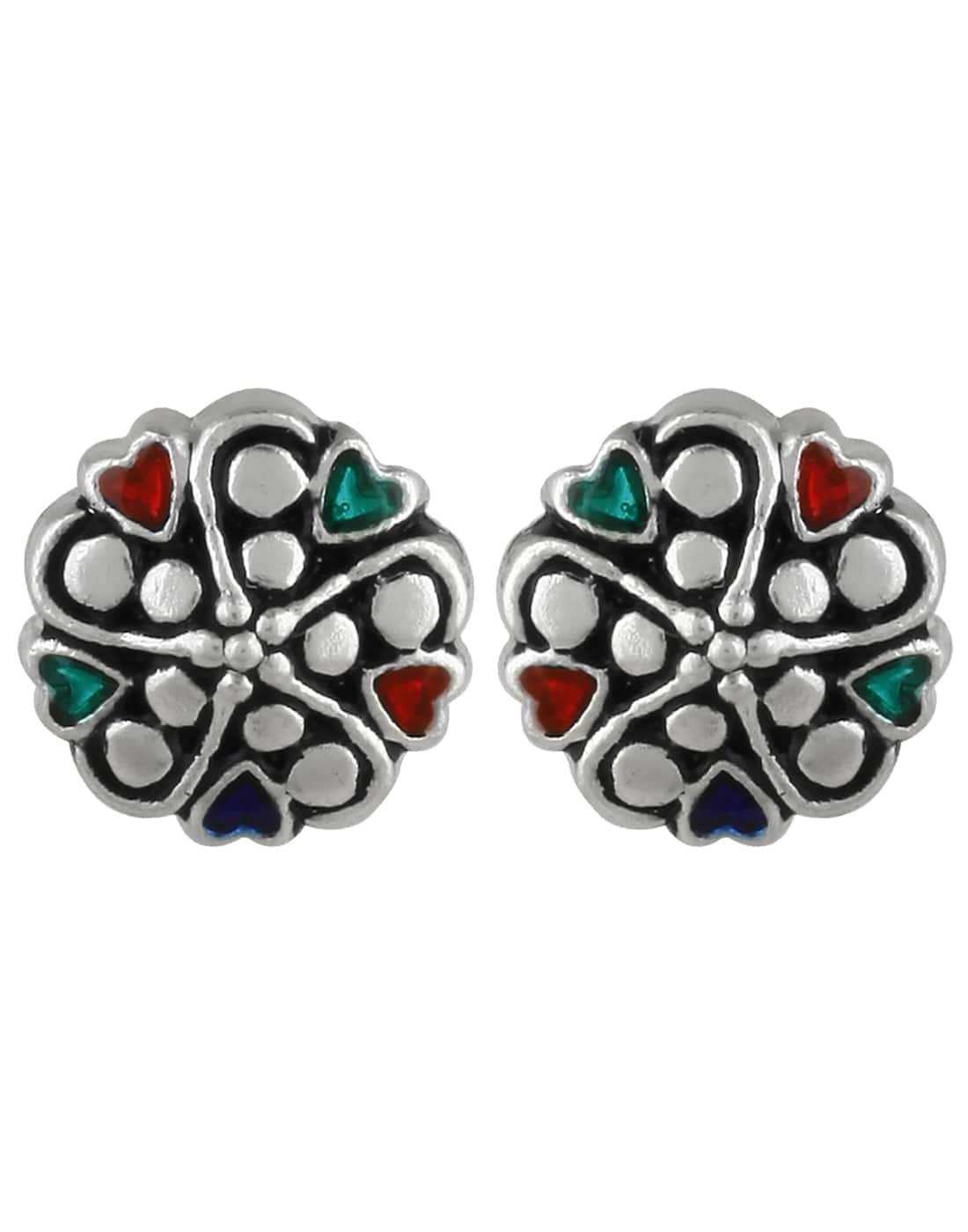 92.5 Silver and Unisexual Meena Work light weighted Studs