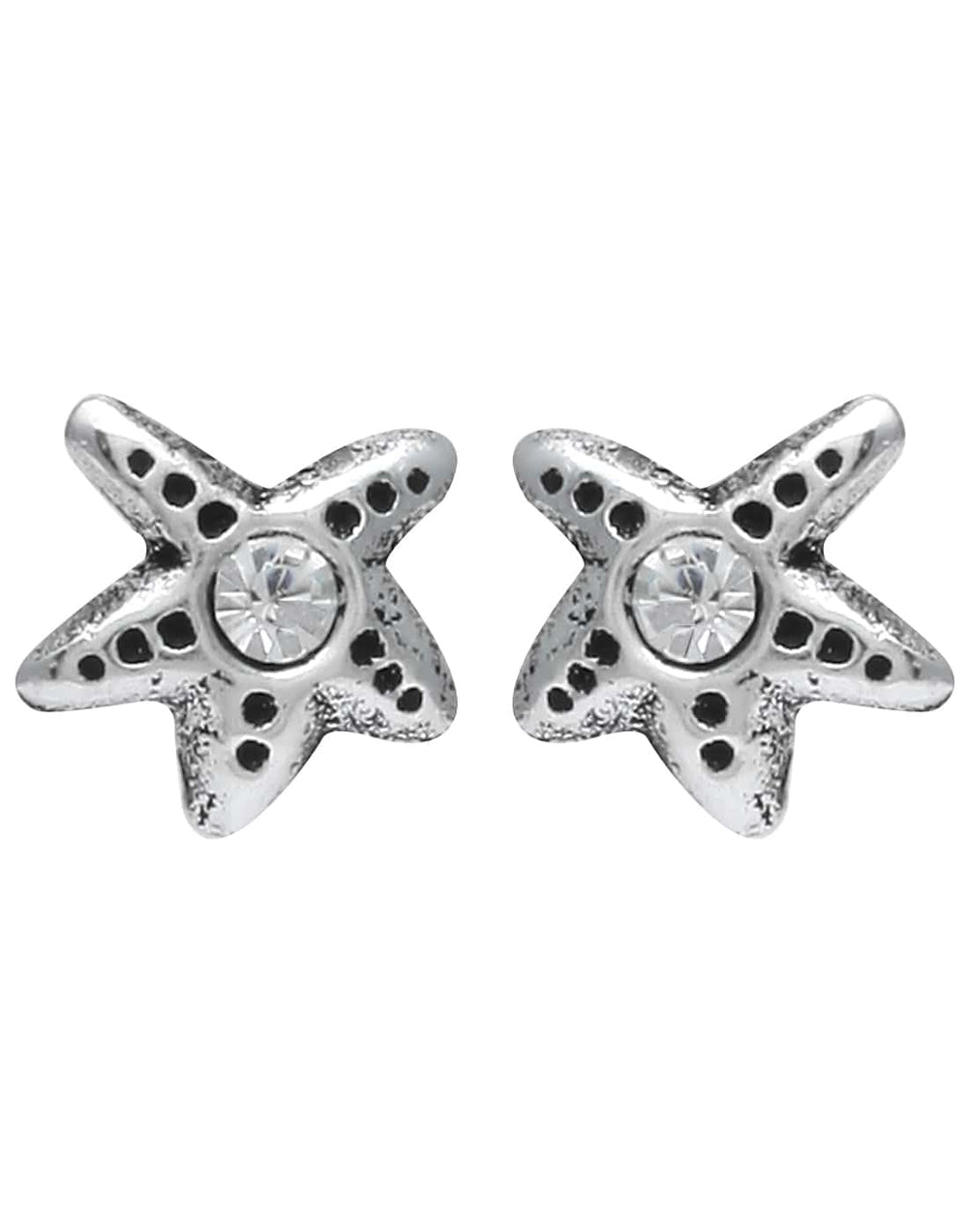 92.5 Sterling Silver Star Fish Stud Earrings