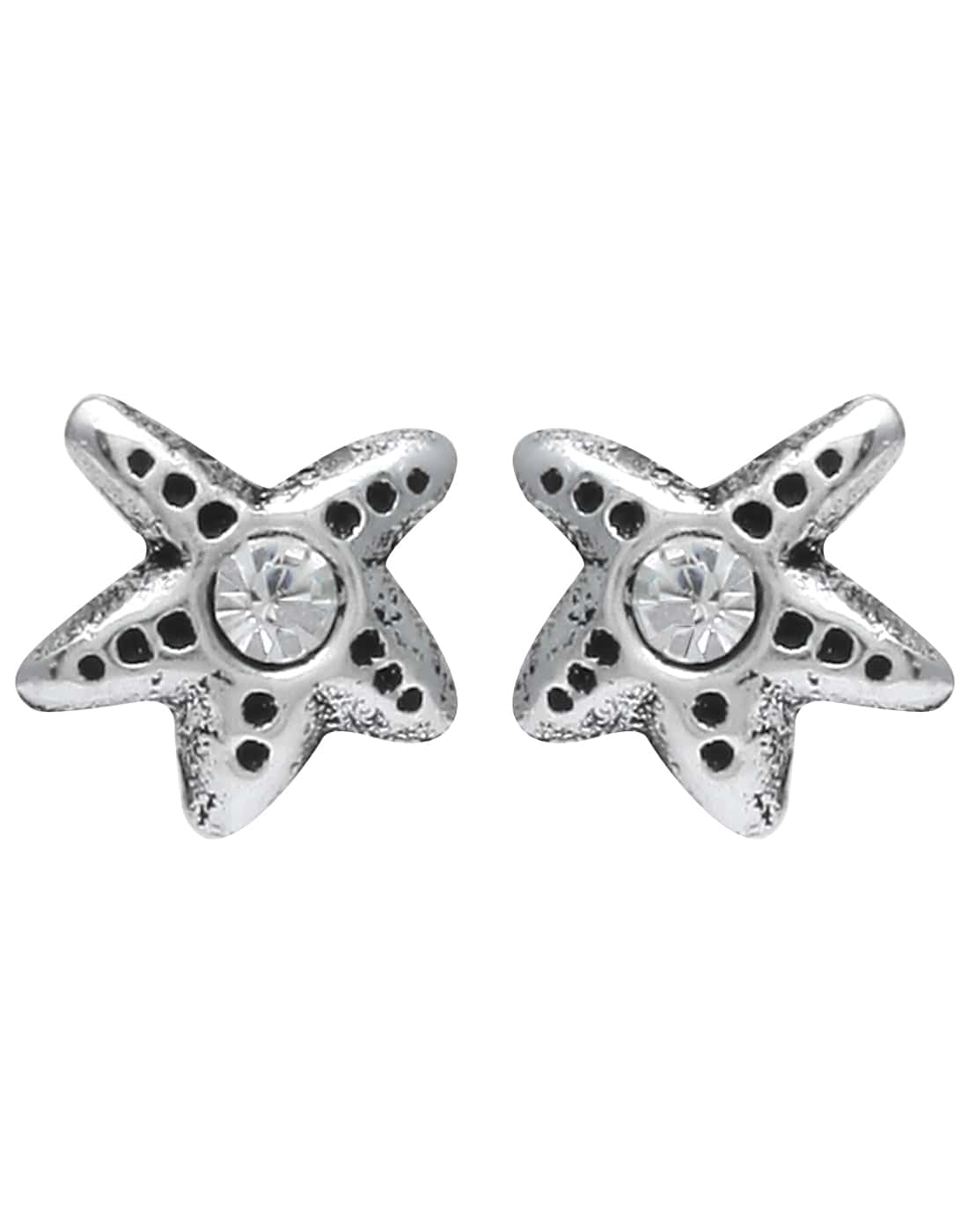 92.5 Sterling Silver Star Fish Stud Earrings