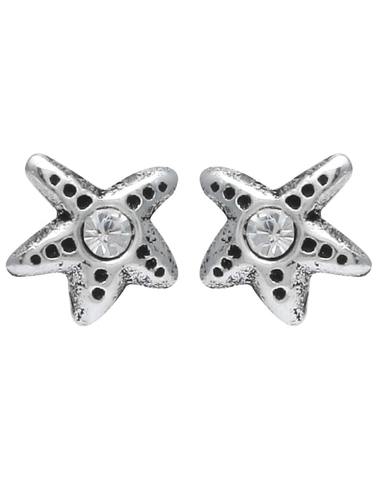 92.5 Sterling Silver Star Fish Stud Earrings