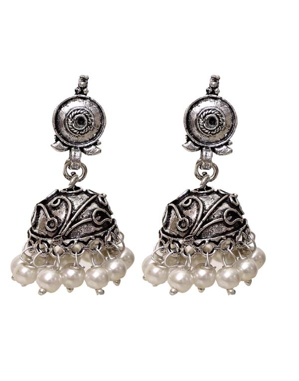 Cute pair of Traditional Jhumki in Silver Alloy High Finish