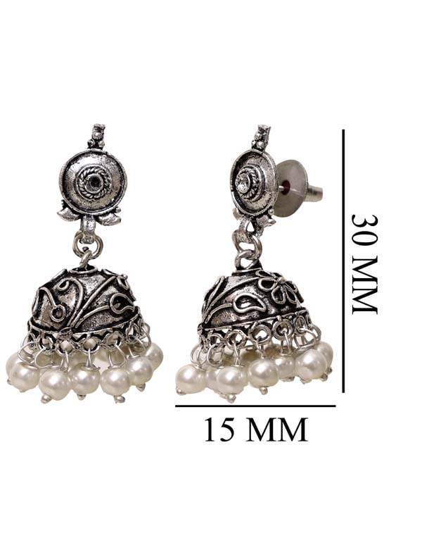 Cute pair of Traditional Jhumki in Silver Alloy High Finish