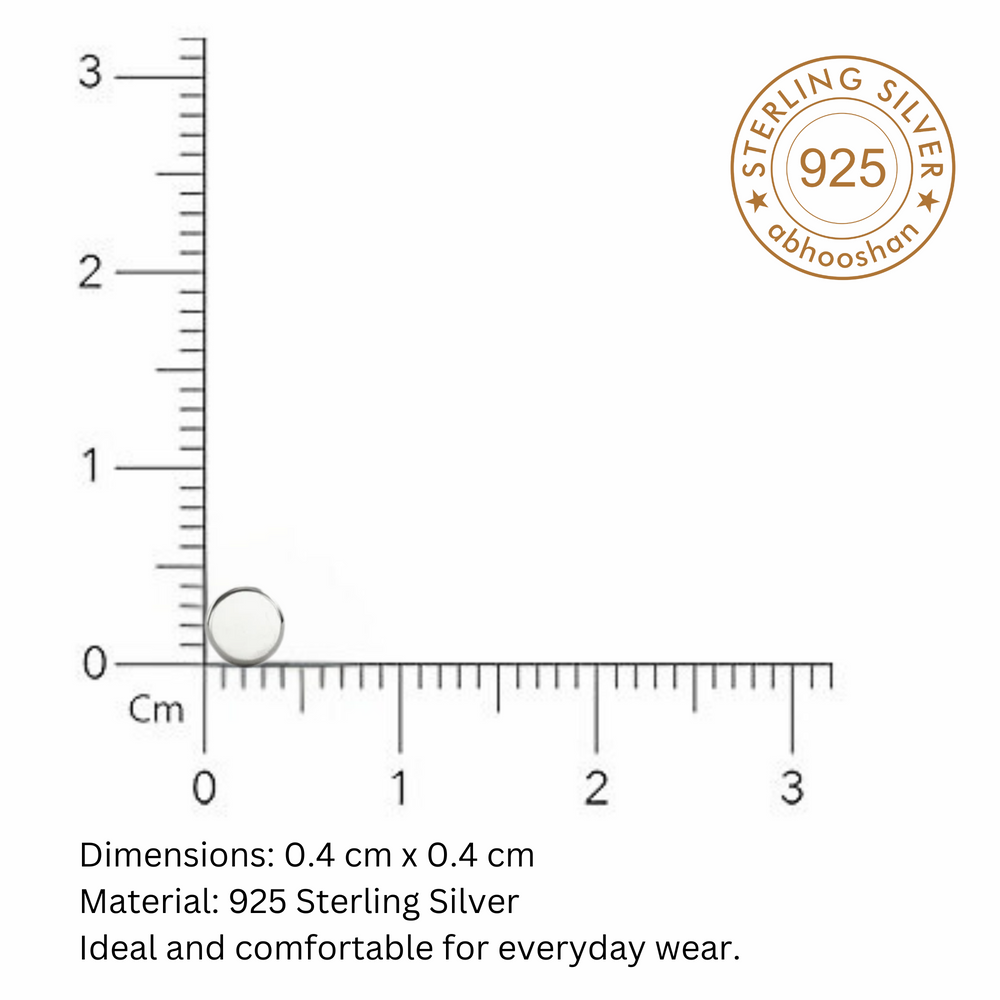 Flat Round 4 mm Nose Pin with wire in 92.5 Sterling Silver for Women and Girls