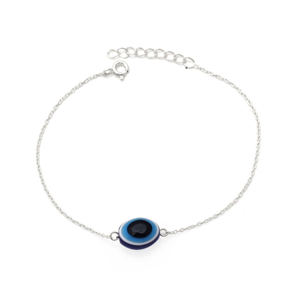 Combo of 2 92.5 Sterling Silver Evil Eye Bracelet (Large and Small)